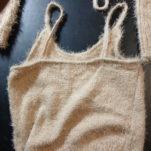 Thermal Black Hat/Calvin Klein Black Scarf/ No Comment Ligth Brown SizeM Top&jac - Picture 5 of 11